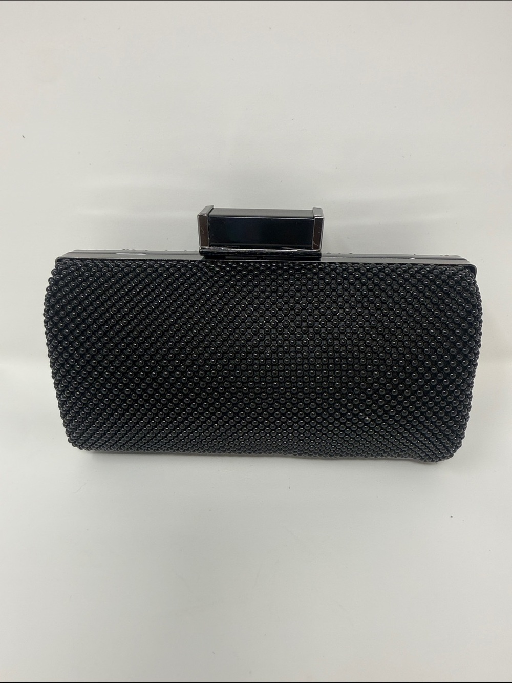 Jessica McClintock Black Beaded Evening Clutch